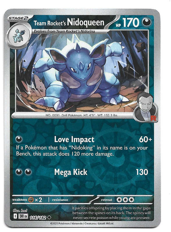 TEAM ROCKET's NIDOQUEEN  - REVERSE HOLO  116/182  POKEMON TCG DESTINED RIVALS TRADING CARD