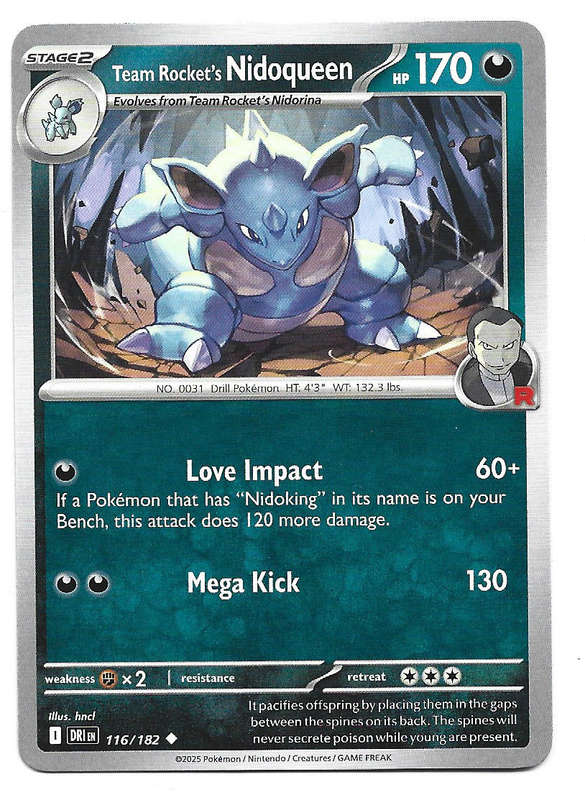 TEAM ROCKET's NIDOQUEEN - UNCOMMON  116/182  POKEMON TCG DESTINED RIVALS TRADING CARD