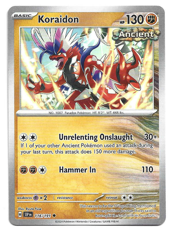 KORAIDON  - POKEMON TCG SURGING SPARKS  COMMON 116/191 TRADING CARD