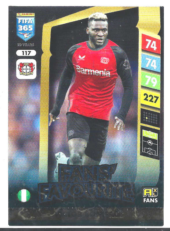 VICTOR BONIFACE - PANINI FIFA 365 COLLECTION 2025 - FOIL "FANS FAVOURITE" TRADING CARD 117
