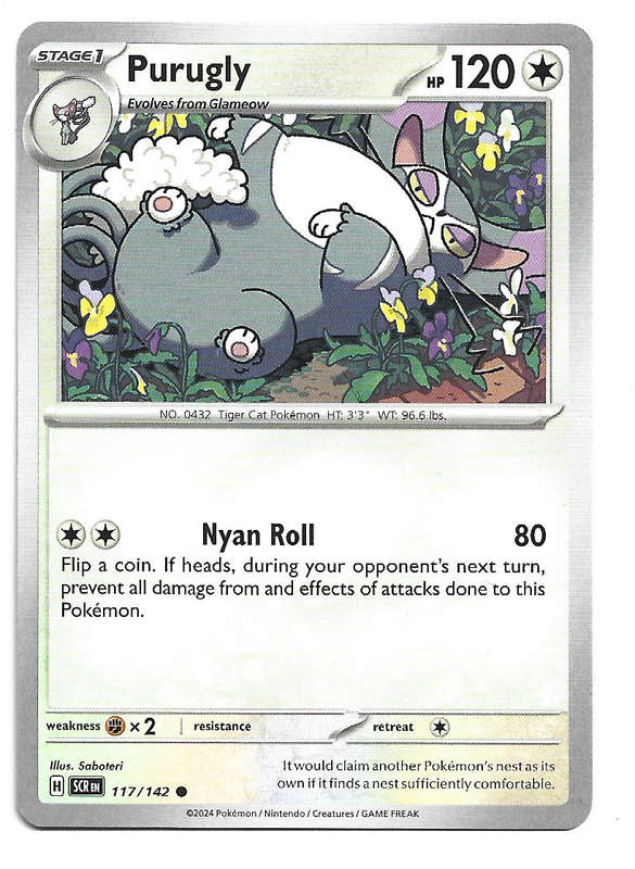 PURUGLY -  COMMON  117/142 POKEMON TCG STELLAR CROWN TRADING CARD