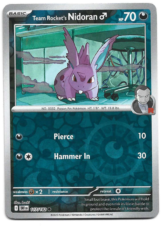 TEAM ROCKET's NIDORAN  - REVERSE HOLO  117/182  POKEMON TCG DESTINED RIVALS TRADING CARD