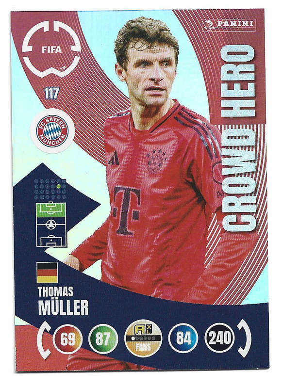 THOMAS MULLER - PANINI CLUB WORLD CUP 2025 - FOIL CROWD HERO TRADING CARD 117