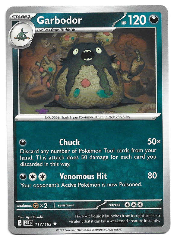 GARBODOR - POKEMON TCG PARADOX RIFT   117/182  COMMON TRADING CARD