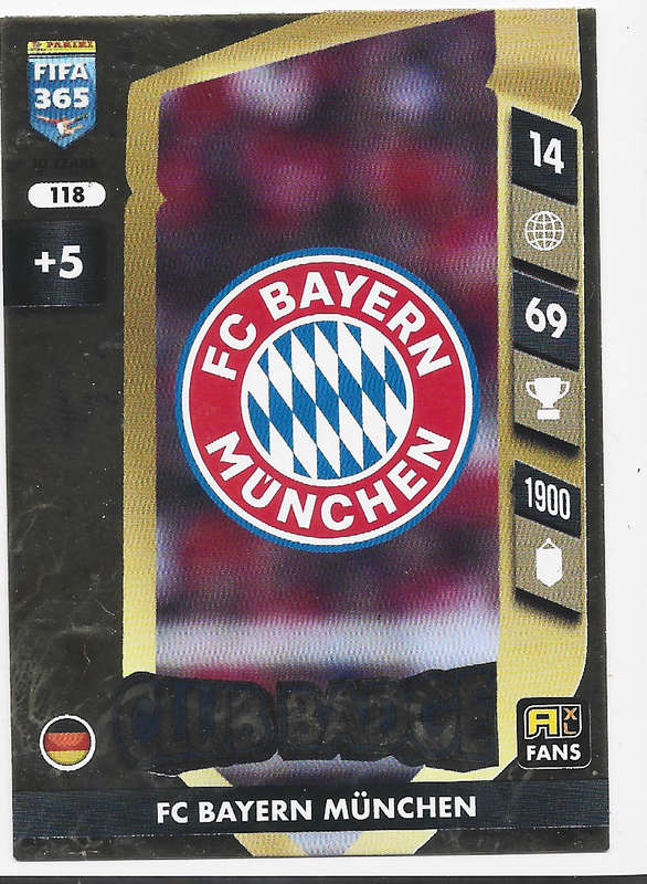 BAYERN MUNICH FC - PANINI FIFA 365 COLLECTION 2025 - FOIL "CLUB BADGE" TRADING CARD 118
