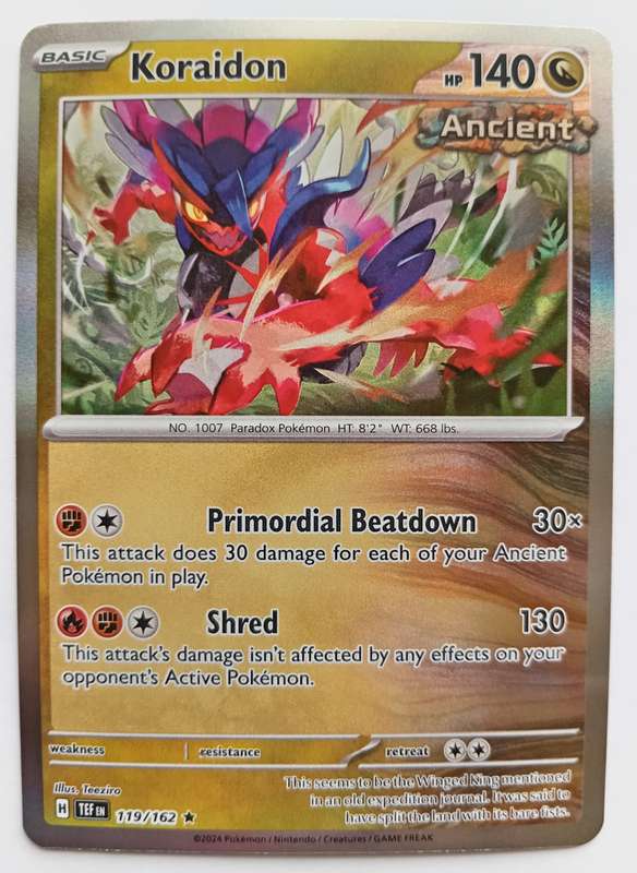 KORAIDON - POKEMON NINTENDO TEMPORAL FORCES 2024 - HOLO RARE  TRADING CARD 119/162 - MINT