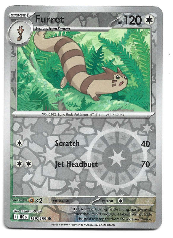 FURRET - REVERSE HOLO  119/159 POKEMON TCG JOURNEY TOGETHER TRADING CARD