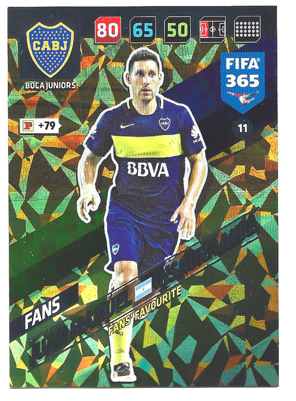 JM INSAURRALDE - PANINI `FIFA 365 2018` COLLECTION - FOIL `FANS FAVOURITE` TRADING CARD 11