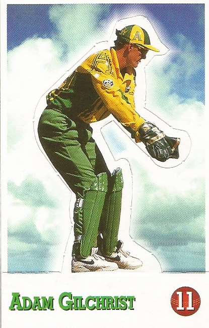 ADAM GILCHRIST - SELECT CRICKET 1997/98 STICKER COLLECTION - RARE "POP-UP" TRADING CARD 11
