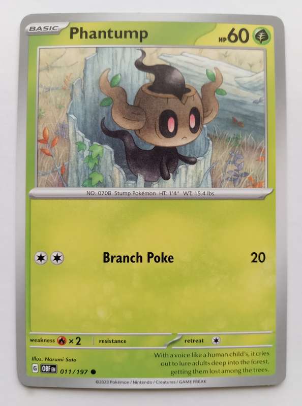 POKEMON CARD - PHANTUMP  11/197 COMMON OBSIDIAN FLAMES 2023 - MINT