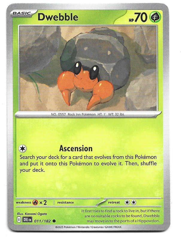 DWEBBLE - COMMON  11/182  POKEMON TCG DESTINED RIVALS TRADING CARD