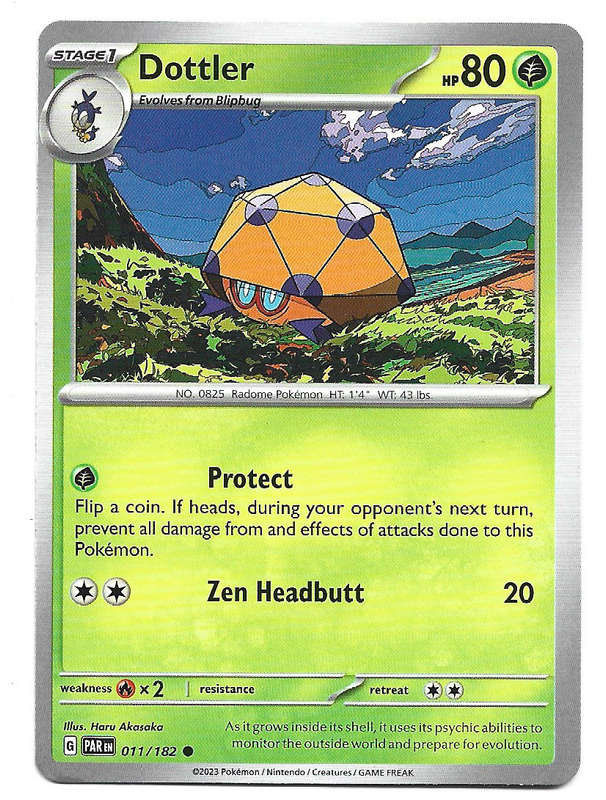 DOTTLER  -   COMMON POKEMON PARADOX RIFT  11/182 TRADING CARD