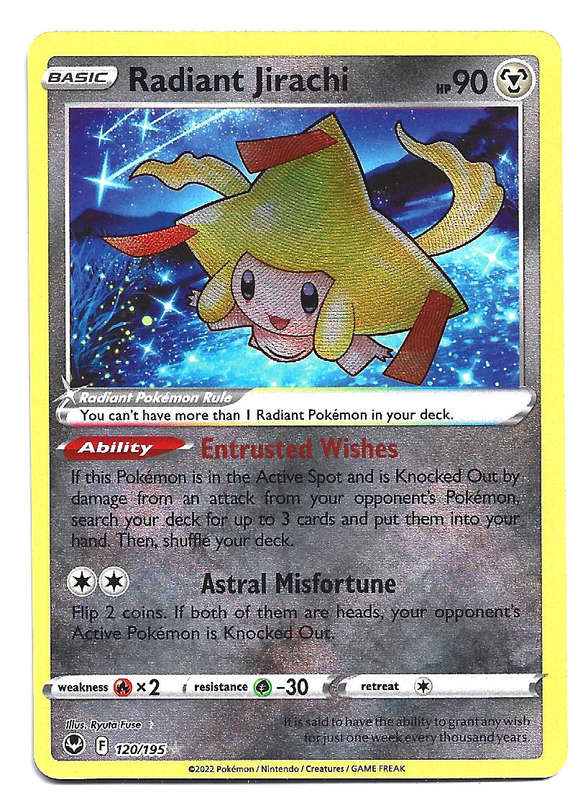 RADIANT JIRACHI - HOLO RARE 120/195  POKEMON TCG SILVER TEMPEST TRADING CARD