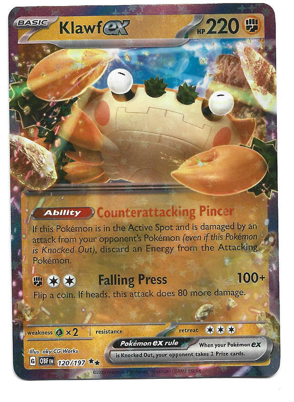 KLAWF EX - D/RARE HOLO   120/197  POKEMON TCG OBSIDIAN FLAMES TRADING CARD