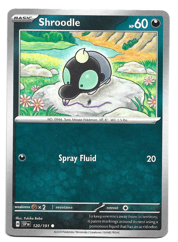 SHROODLE  - COMMON  120/191 POKEMON TCG SURGING SPARKS TRADING CARD