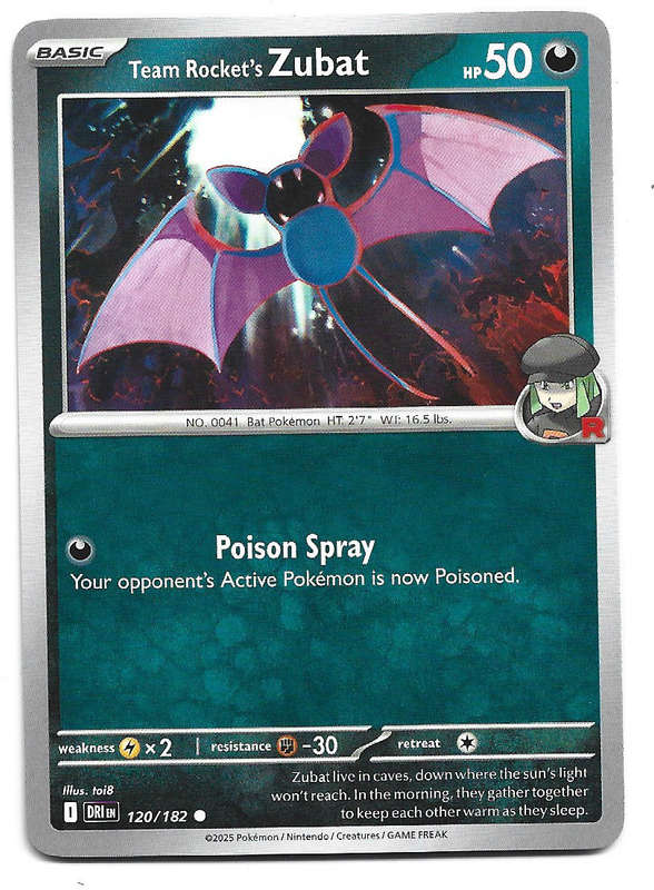 TEAM ROCKET's ZUBAT - COMMON  120/182  POKEMON TCG DESTINED RIVALS TRADING CARD