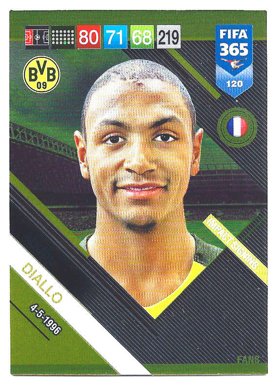 A DIALLO - PANINI FIFA 365 2019 COLLECTION - FOIL `FANS FAVOURITE` TRADING CARD 120