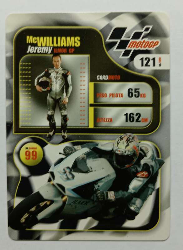 JEREMY McWILLIAMS - MOTO GP 07 `PREZIOSI COLLECTION`  - RARE FOIL TRADING CARD 121