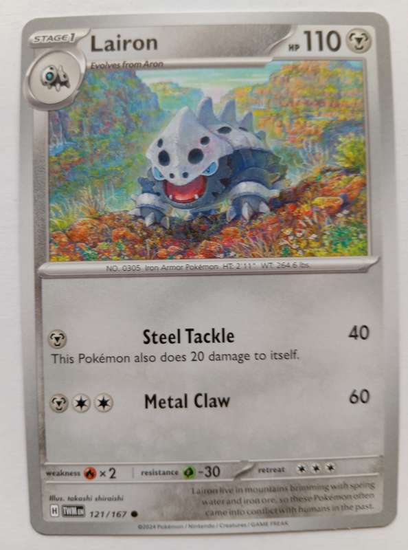 LAIRON - POKEMON NINTENDO TWILIGHT MASQUERADE  - COMMON TRADING CARD 121/167
