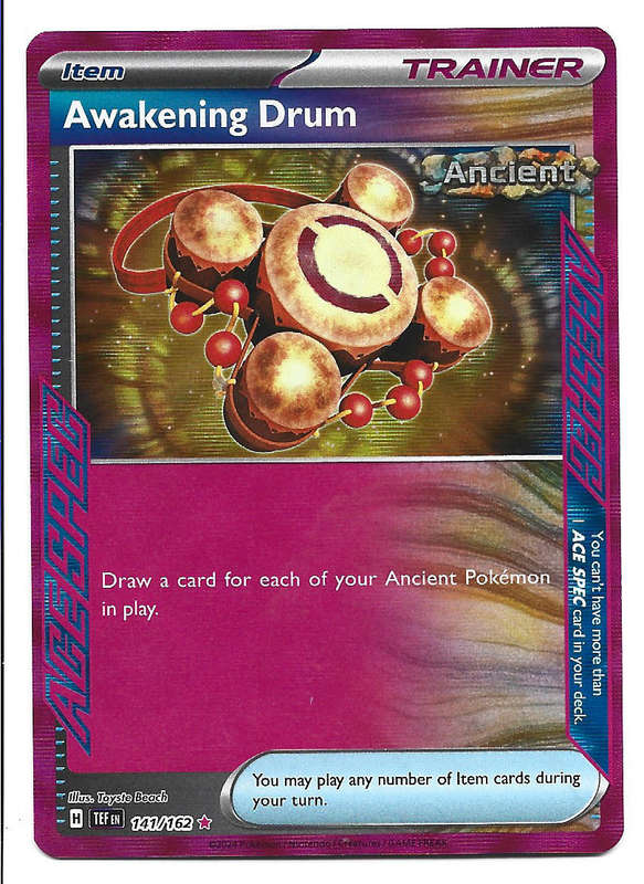 AWAKENING DRUM - ACE SPEC HOLO 141/162  POKEMON TCG TEMPORAL FORCES  TRADING CARD