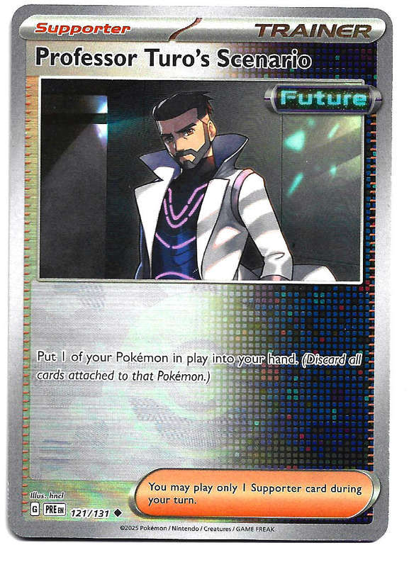 PROFESSOR TURO - R/HOLO POKE BALL PATTERN  121/131  POKEMON PRISMATIC EVOLUTIONS TRADING CARD