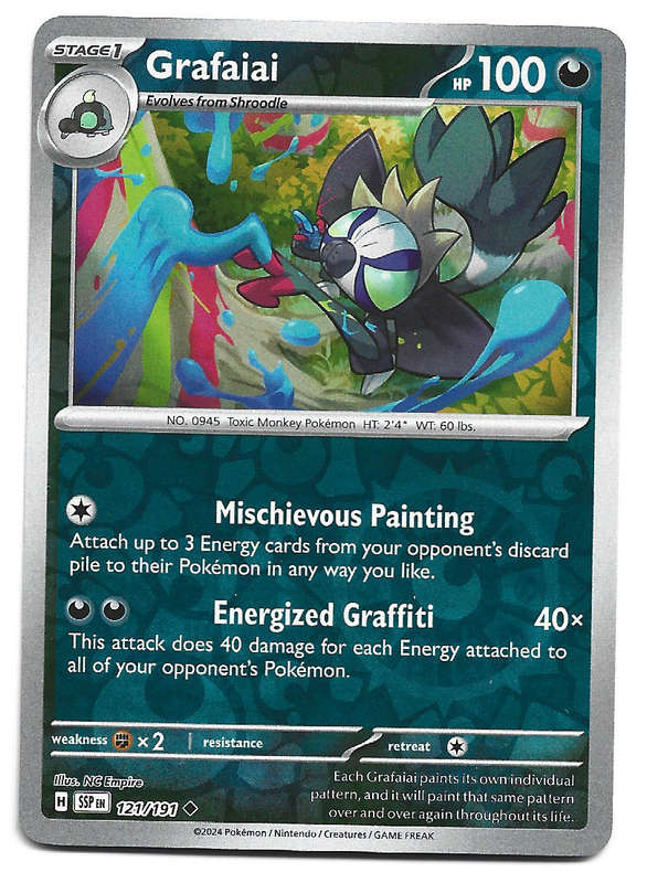 GRAFAIAI  - REVERSE HOLO POKEMON TCG SURGING SPARKS  121/191 TRADING CARD