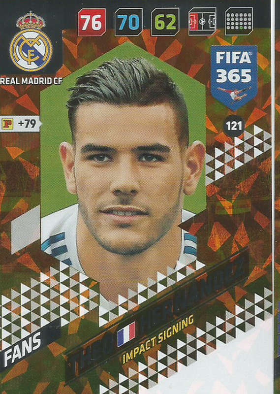 THEO HERNANDEZ - PANINI FIFA 365 COLLECTION 2018  - FOIL `IMPACT SIGNING` TRADING CARD 121