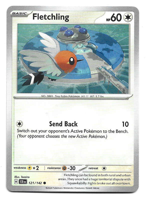 FLETCHLING -  COMMON  121/142 POKEMON TCG STELLAR CROWN TRADING CARD