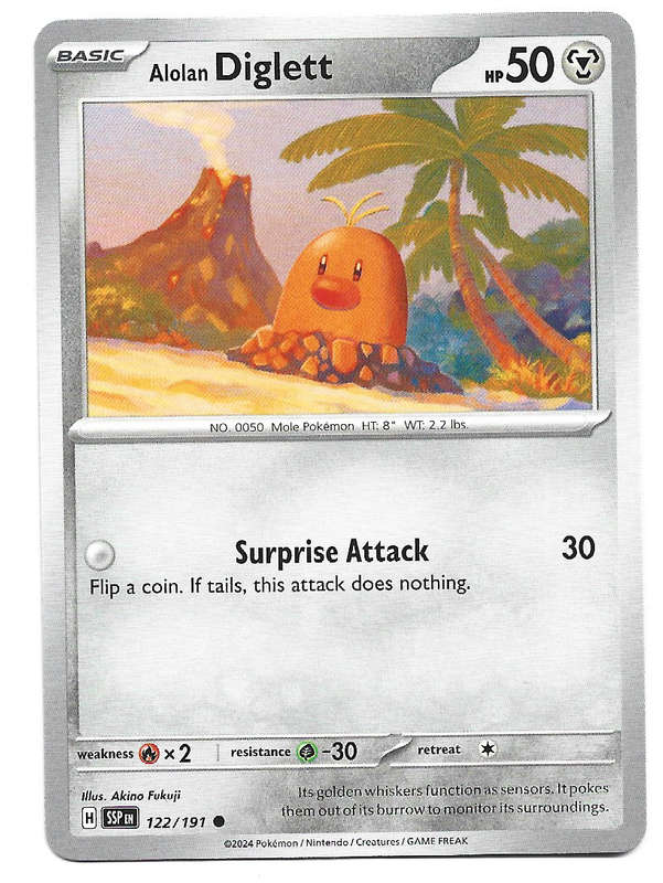 ALOLAN DIGLETT  - POKEMON TCG SURGING SPARKS  COMMON   122/191 TRADING CARD