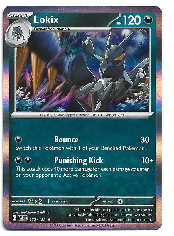 LOKIX -   HOLO RARE POKEMON PARADOX RIFT  122/182 TRADING CARD