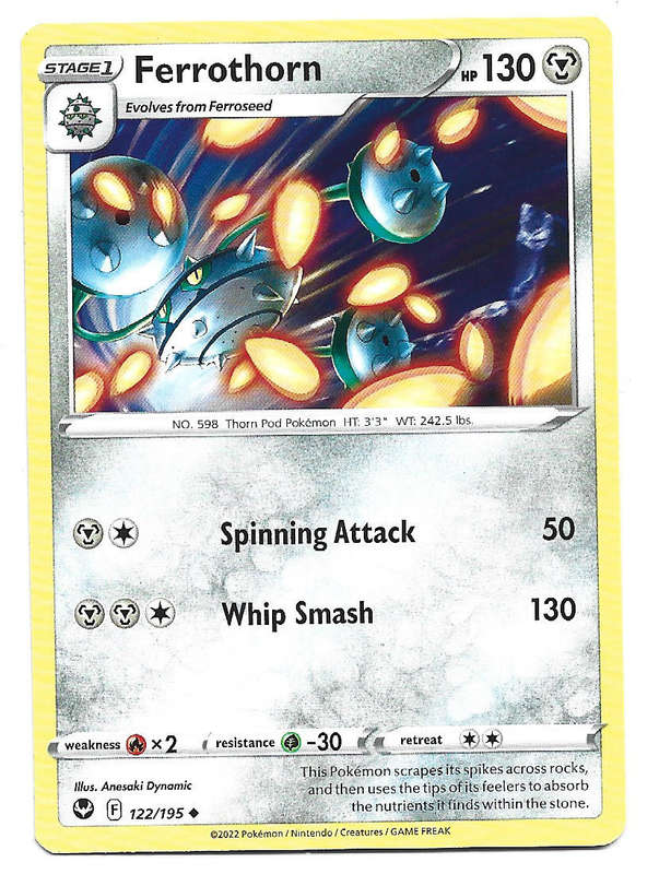 FERROTHORN - COMMON  122/195  POKEMON TCG SILVER TEMPEST TRADING CARD