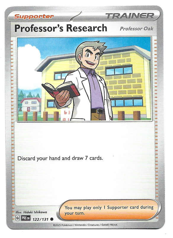 PROFESSOR'S RESEARCH - COMMON  122/131 POKEMON TCG PRISMATIC EVOLUTIONS  TRADING CARD