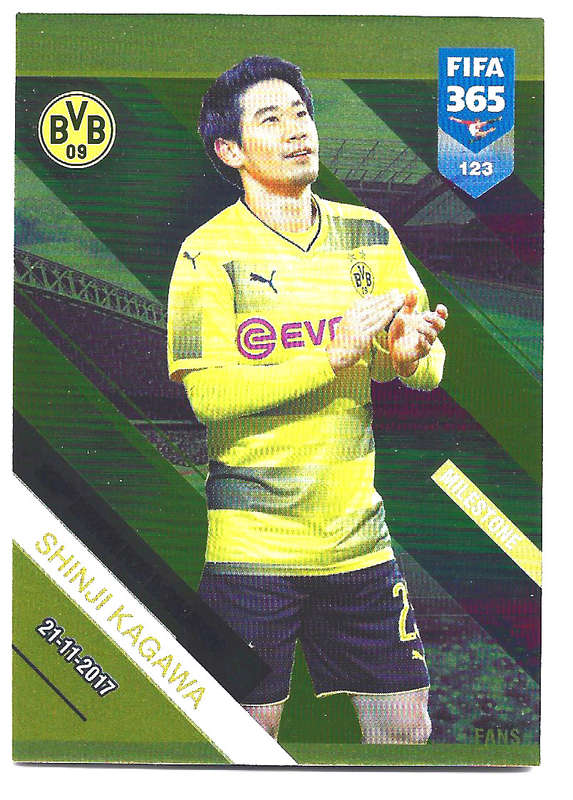 SHINJI KAGAWA - PANINI FIFA 365 2019 COLLECTION - FOIL `FANS FAVOURITE` TRADING CARD 123