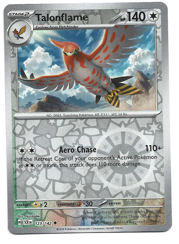 TALONFLAME -  REVERSE HOLO  123/142 POKEMON TCG STELLAR CROWN TRADING CARD