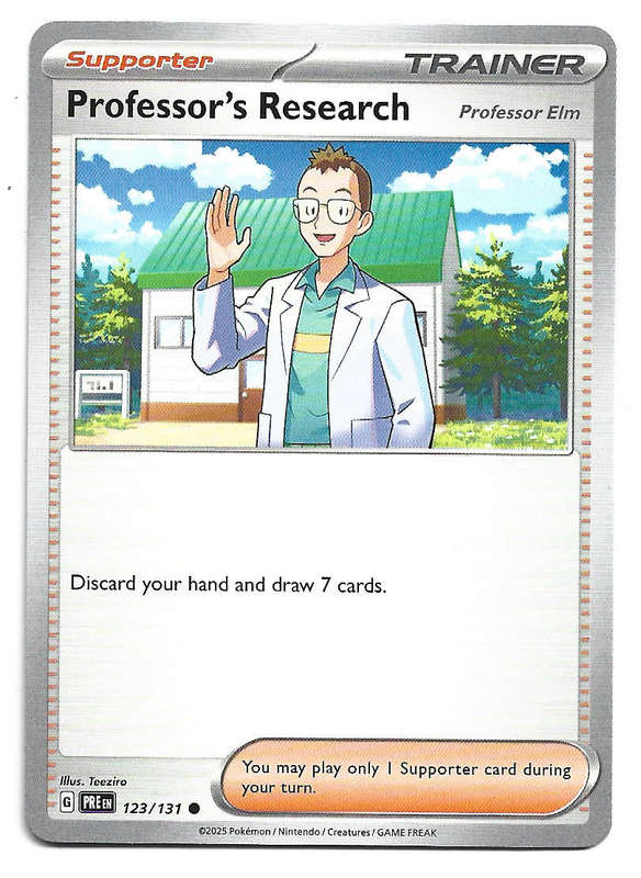 PROFESSOR'S RESEARCH - COMMON  123/131 POKEMON TCG PRISMATIC EVOLUTIONS  TRADING CARD