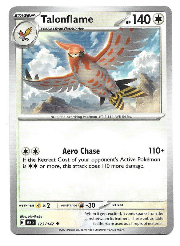 TALONFLAME -  COMMON  123/142 POKEMON TCG STELLAR CROWN TRADING CARD