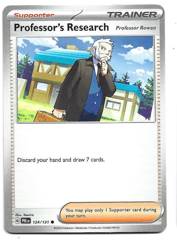PROFESSOR'S RESEARCH - COMMON  124/131 POKEMON TCG PRISMATIC EVOLUTIONS  TRADING CARD