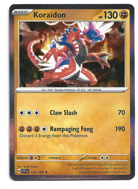 KORAIDON - HOLO RARE  124/198 POKEMON TCG SCARLET & VIOLET TRADING CARD