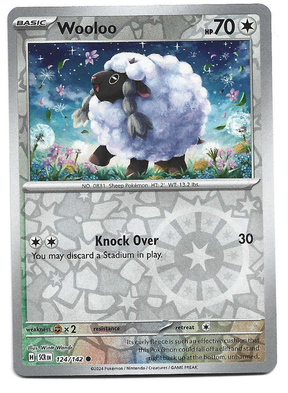 WOOLOO -  REVERSE HOLO  124/142 POKEMON TCG STELLAR CROWN TRADING CARD