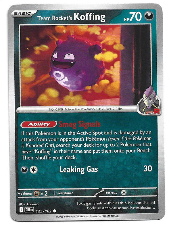 TEAM ROCKET's KOFFING - COMMON  125/182  POKEMON TCG DESTINED RIVALS TRADING CARD