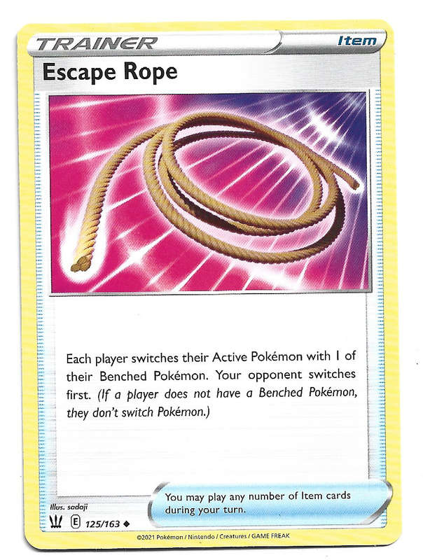 ESCAPE ROPE - POKEMON TCG BATTLE STYLES  125/163 COMMON TRADING CARD
