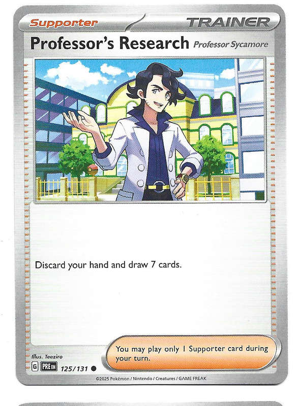 PROFESSOR'S RESEARCH - COMMON  125/131 POKEMON TCG PRISMATIC EVOLUTIONS  TRADING CARD