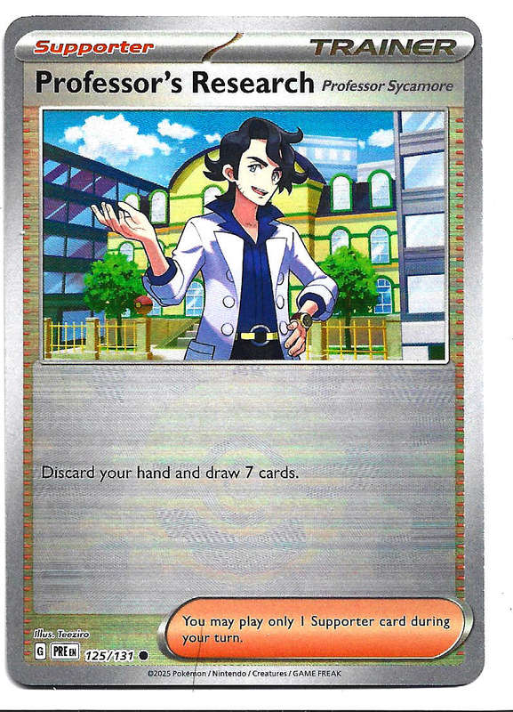 PROFESSOR RESEARCH  - R/HOLO POKE BALL PATTERN  125/131  POKEMON PRISMATIC EVOLUTIONS TRADING CARD