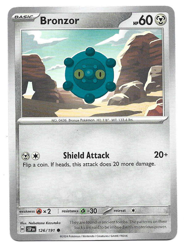 BRONZOR  - COMMON  126/191 POKEMON TCG SURGING SPARKS TRADING CARD