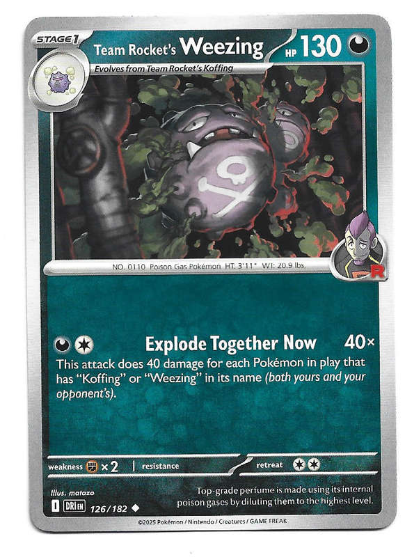 TEAM ROCKET's WEEZING - UNCOMMON  126/182  POKEMON TCG DESTINED RIVALS TRADING CARD