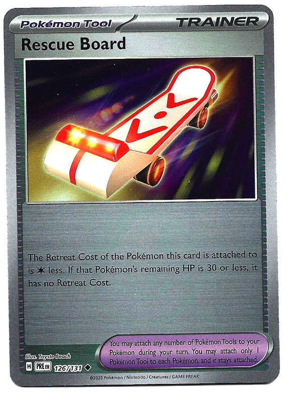 RESCUE BOARD  - R/HOLO POKE BALL PATTERN  126/131  POKEMON TCG PRISMATIC EVOLUTIONS TRADING CARD