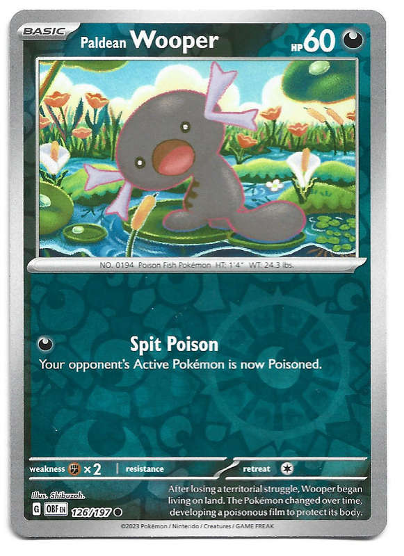 PALDEAN WOOPER - REVERSE HOLO   126/197  POKEMON TCG OBSIDIAN FLAMES TRADING CARD