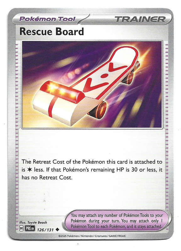 RESCUE BOARD - COMMON  126/131 POKEMON TCG PRISMATIC EVOLUTIONS  TRADING CARD