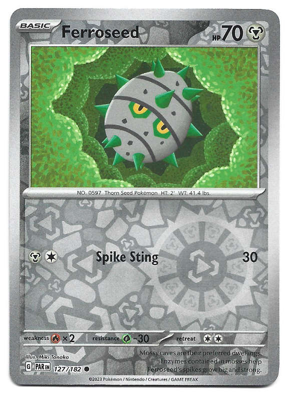 FERROSEED  127/182  REVERSE HOLO PARADOX RIFT POKEMON TRADING CARD