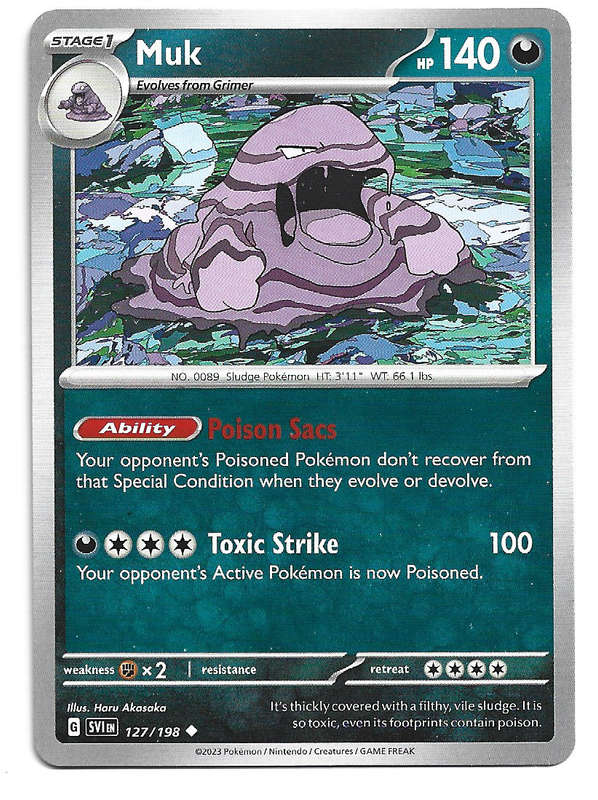 MUK - POKEMON SCARLET & VIOLET  127/198 UNCOMMON TRADING CARD